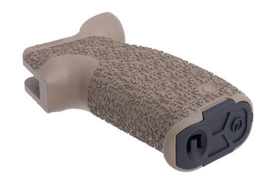 Emissary Full Size AR-15 Axle Grip in FDE has an internal storage compartment